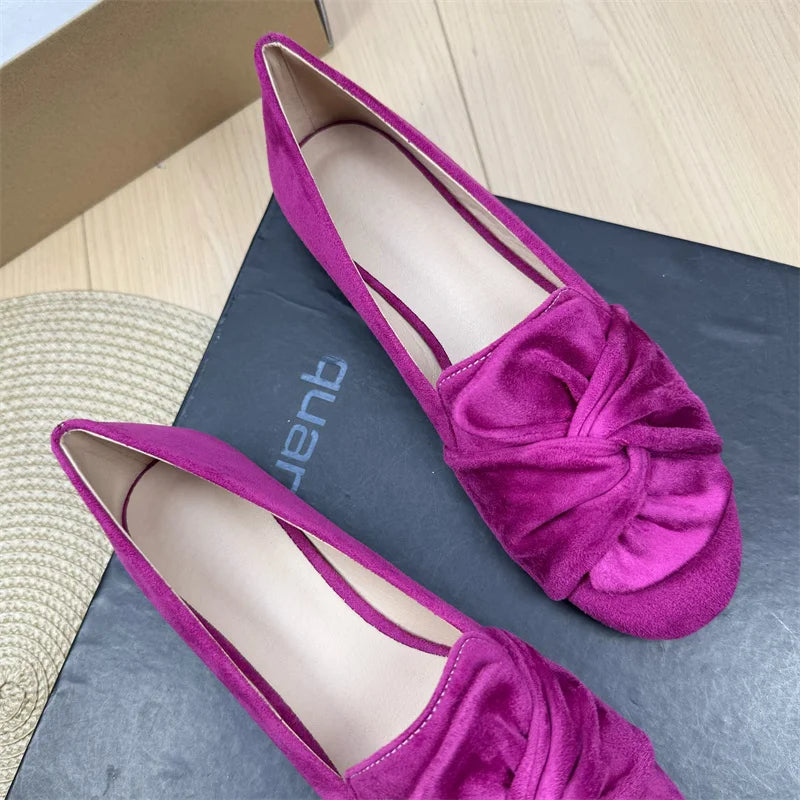Flat Shoes for Women French Women's Shoes Spring and Autumn 2025 New Round Toe Butterfly Bow Plus Size Women's Shoes Zpaxo