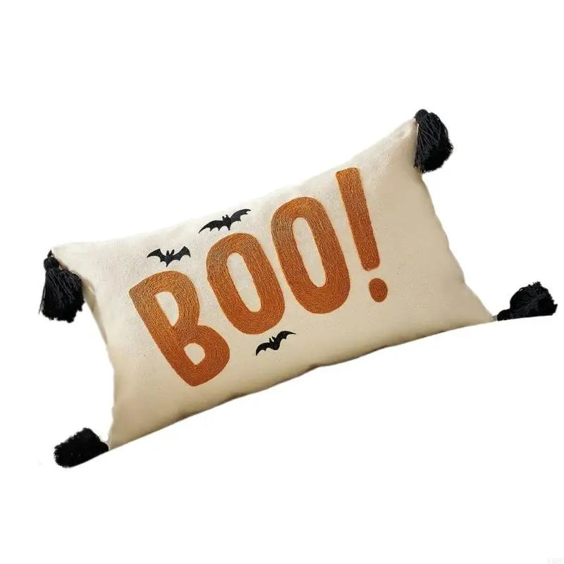 Washable Embroidered Pillow Cover Halloweens Themed Home Accent Soft