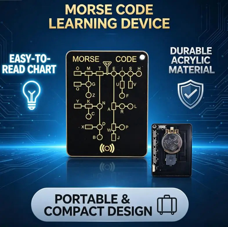 LED Morse Code Trainer Card Pocket-Sized Portable Encryption Practice Device Lightweight Morse Code Practice Trainer for Adult Zpaxo