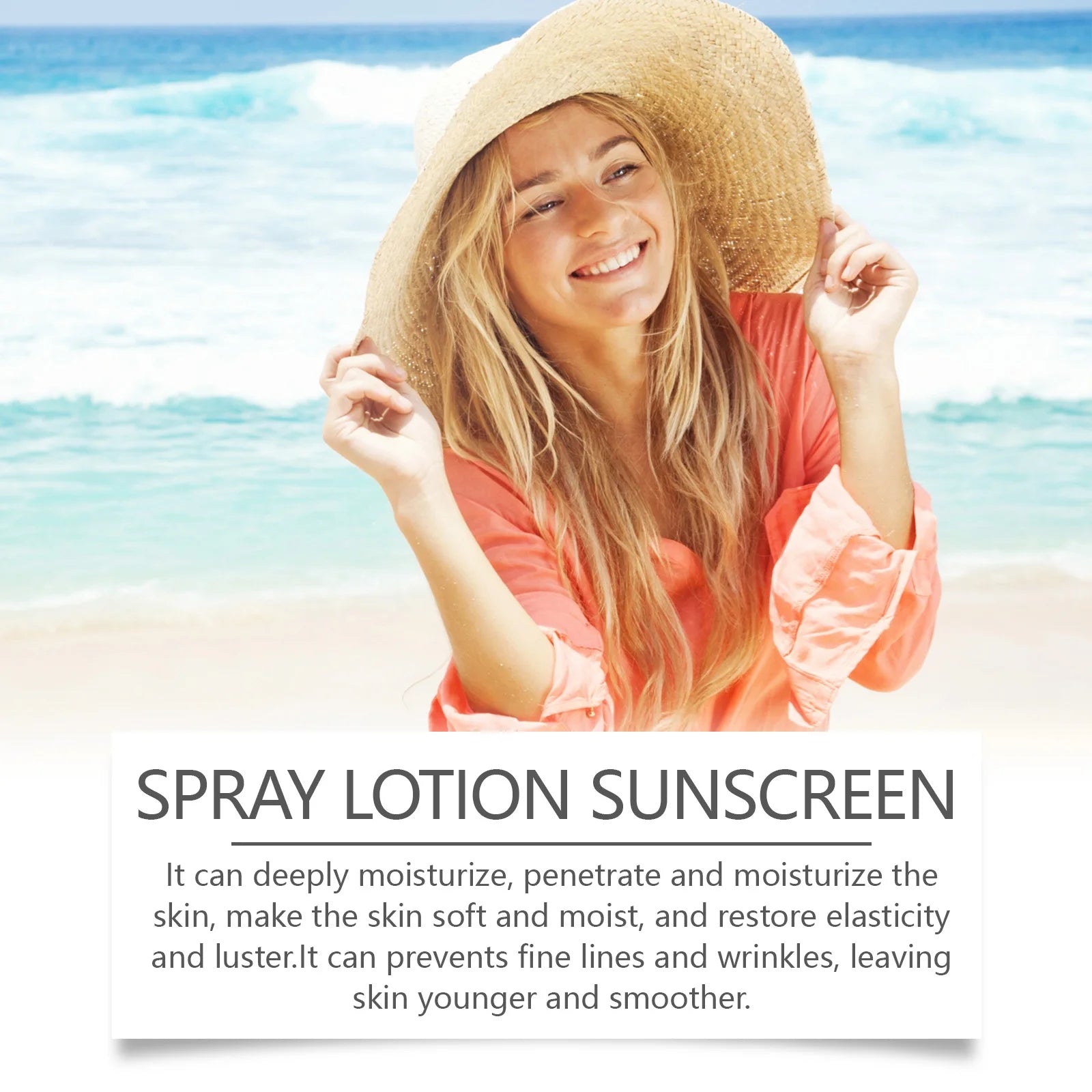 Moisturizing Sunscreen Spray SPF 50 PA+ Lightweight Non-Greasy Hydration Mist for Sensitive Skin Daily UV Protection Makeup Base Zpaxo