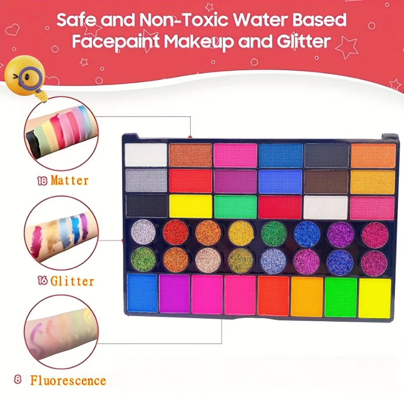 42 Colors Face Body Painting Water Soluble UV Neon Paint Art Makeup Zpaxo