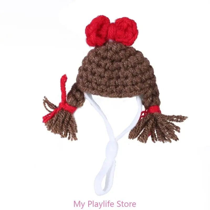 Handmade Crochet Small Pet Hat Adjustable Neckstrap Hamster Cartoon Zpaxo 02