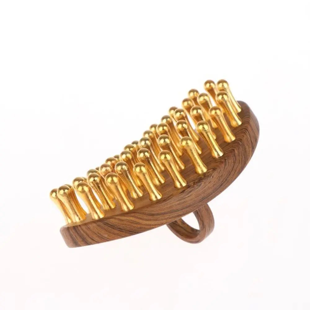 39-Tooth Solid Brass Body Massage Brush Gold Bead Roller Pressure Zpaxo