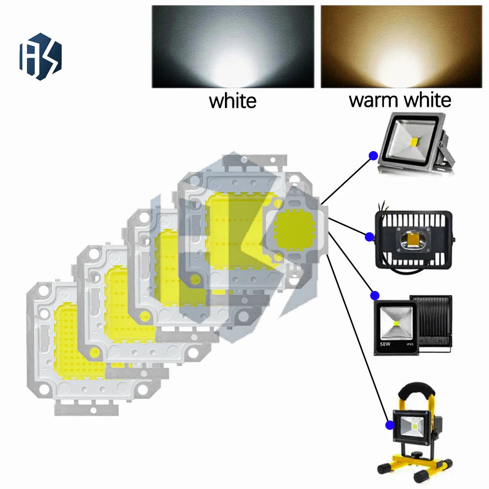 10W-100W COB LED Chip, DC12V/36V White Warm White Lamp Beads Zpaxo