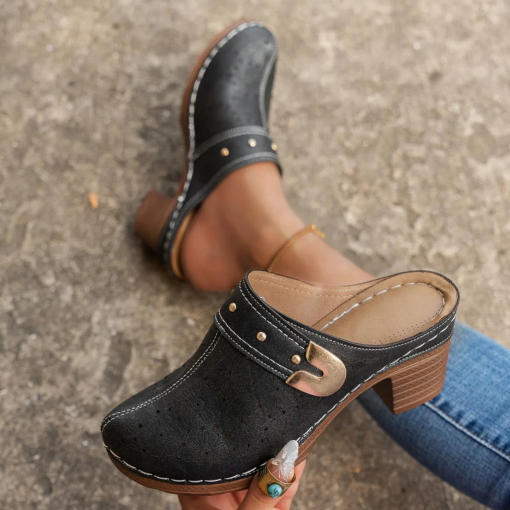 Women Slippers Chunky Heels Platform Sandals Height Increase Lady Zpaxo black 36