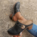 Women Slippers Chunky Heels Platform Sandals Height Increase Lady Zpaxo black 36