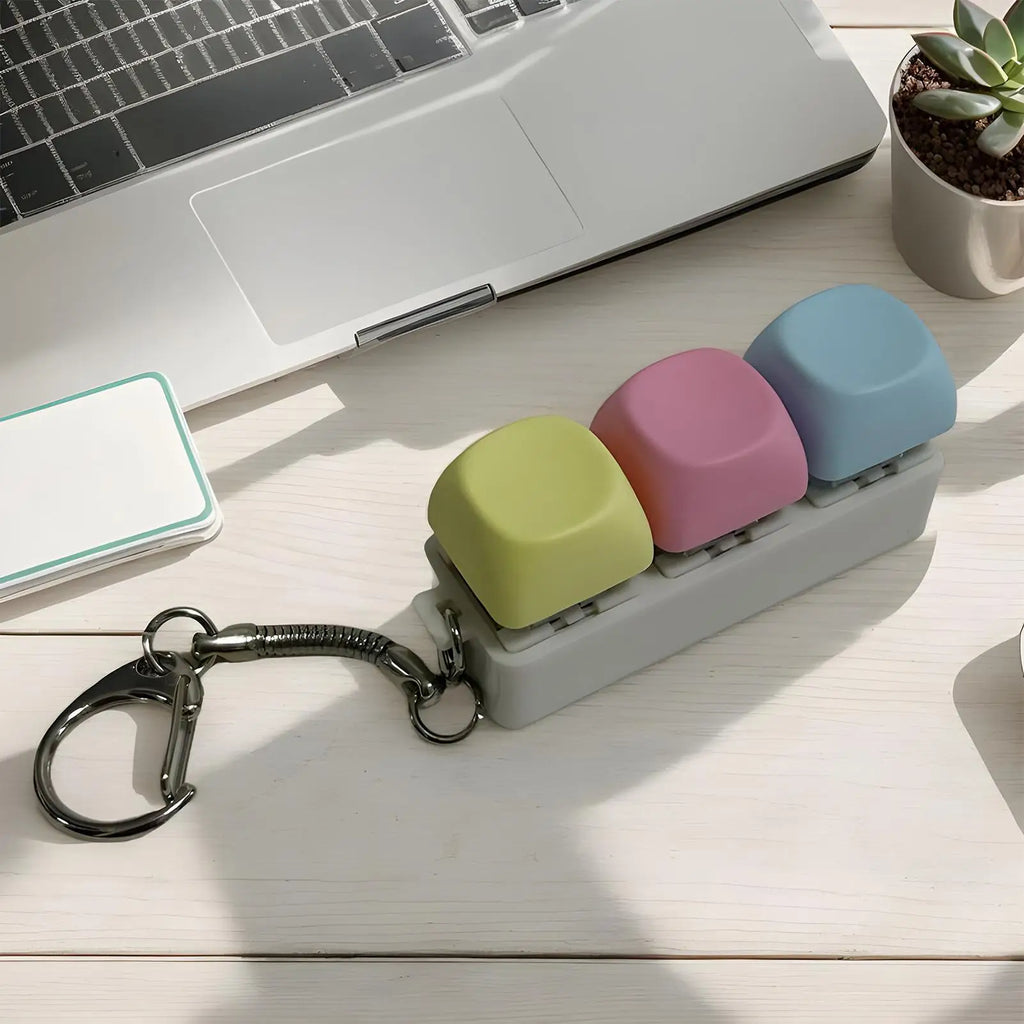 Keyboard Clicker Fidget Toy Keyring Portable Keychain Wallet Pendant Zpaxo
