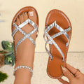 2026 Women's Summer Flat Bottom Roman Cross Woven Embellishment Zpaxo 186-7 40