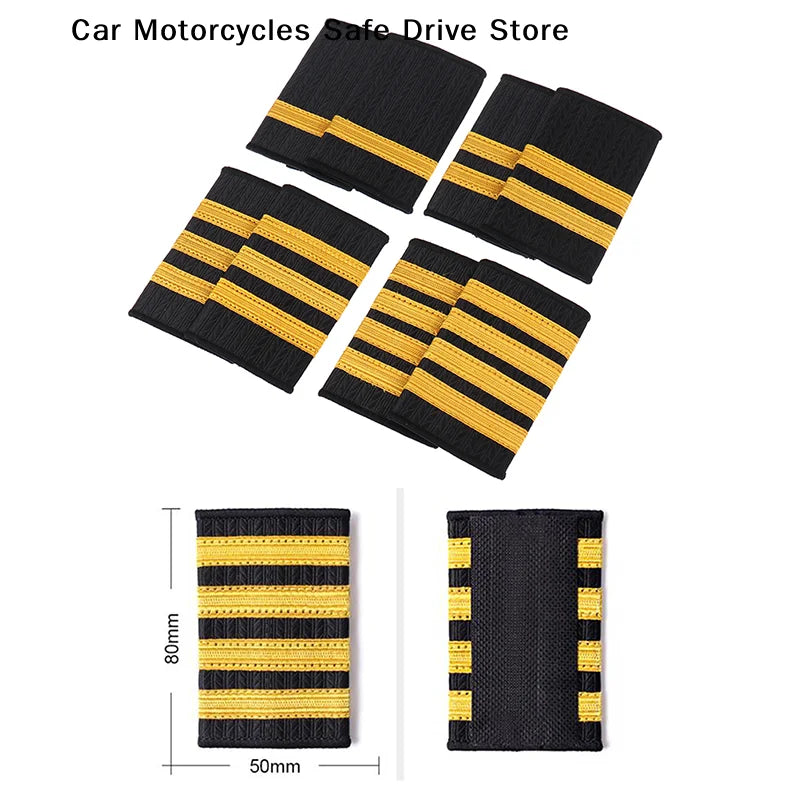 CM1 Pair Epaulettes Professional Uniform Epaulets Gold Stripe
