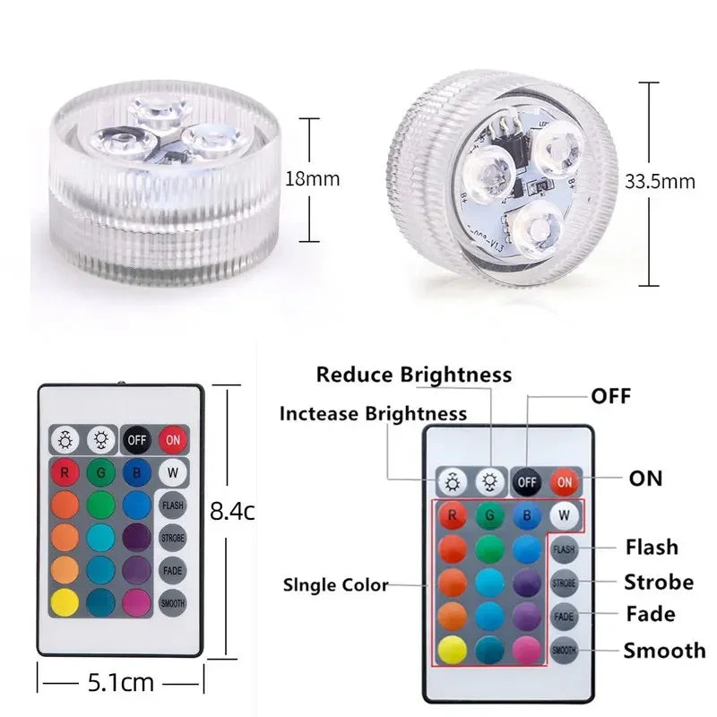 Outdoor RGB Underwater Light 16 Colors Submersible LED Pool Remote Zpaxo