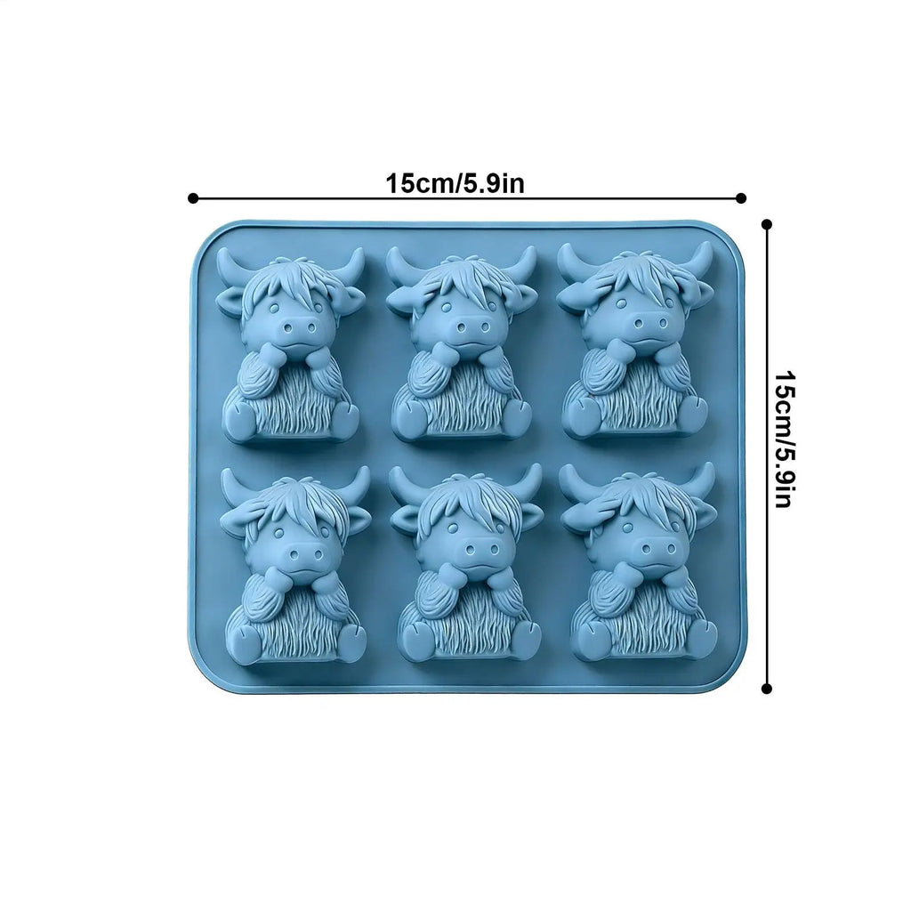 Cube Ice Mold 6 Cavity Easy Release Silicone Tray Funny Animal Shape