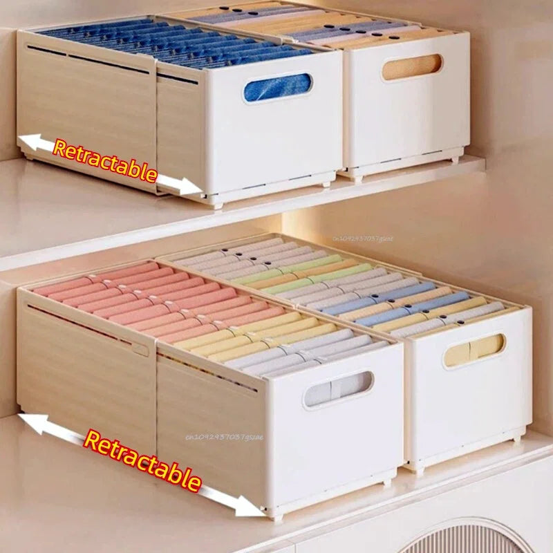 Telescopic Storage Box Multi-functional Storage Drawers Wardrobe Organizer and Locker Jeans Wardrobe Clothes Drawer Organizer Zpaxo