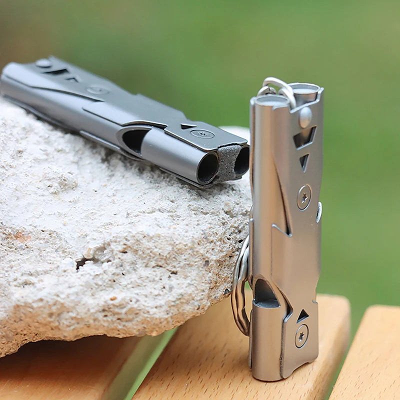 Decibel Stainless Whistle Double Tube Lifesaving Portable Emergency Zpaxo