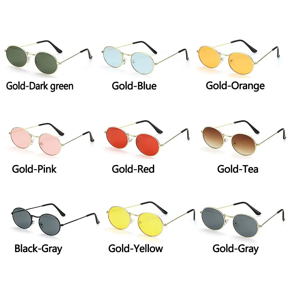 Vintage Fashion UV400 Small Frame Steampunk Men's Shades Sun Glasses Gradient Mirror Glasses Oval Sunglasses Zpaxo