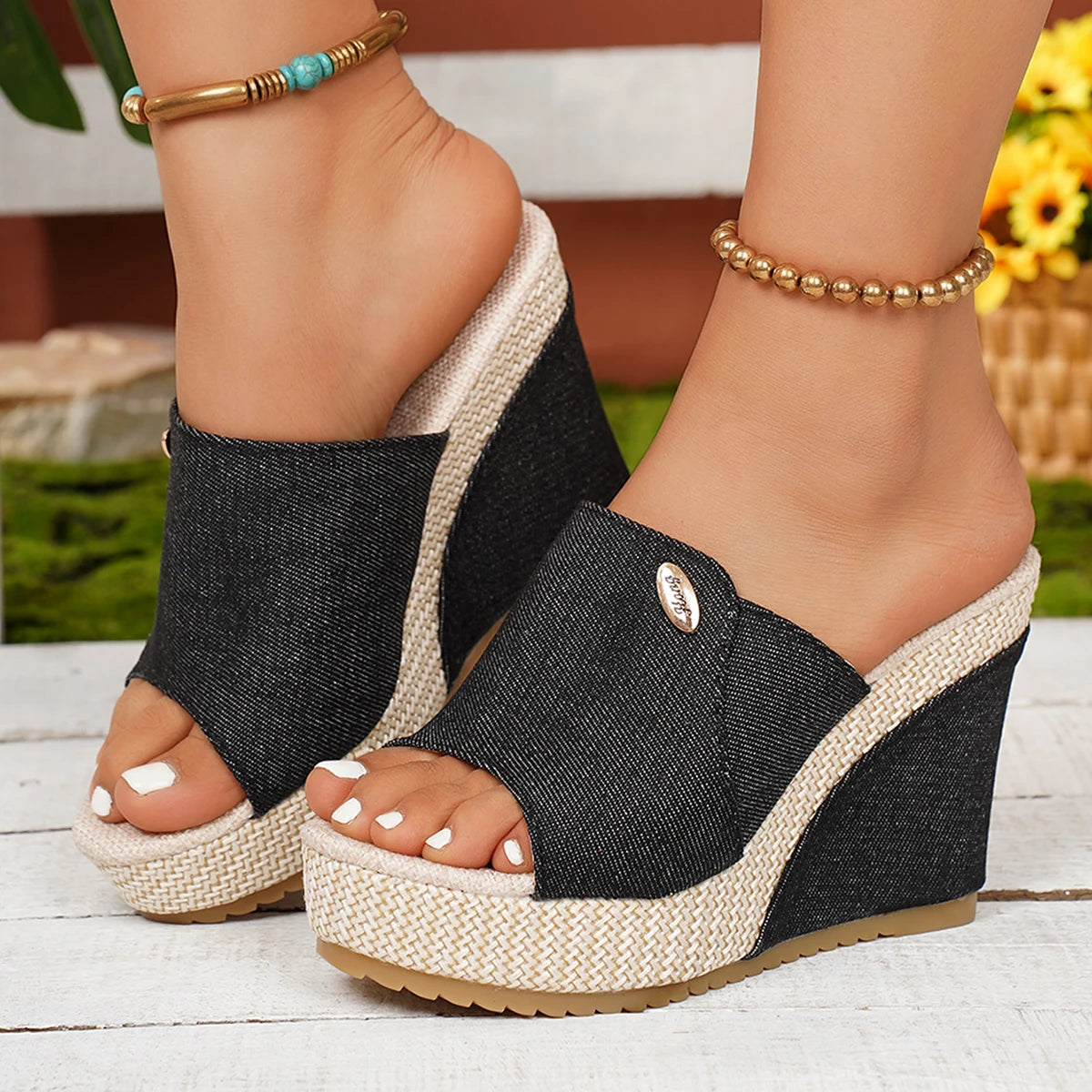 Women Sandals 2026 New Outdoor Fashionable Shoes for Women Versatile Slope Heel Sandals Comfortable Casual Slip-On Women Shoes Zpaxo