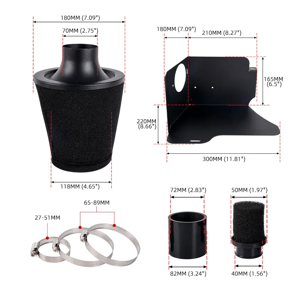76mm Mushroom Head Air Filter Kit – Universal Car Performance