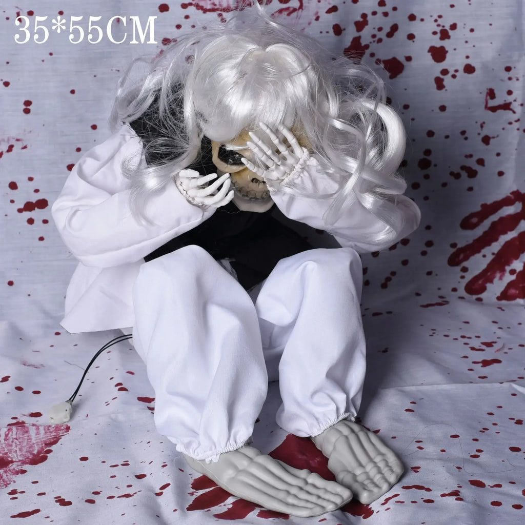 Halloween Animated Crying Ghost Touch-activated Shaking Skull LED