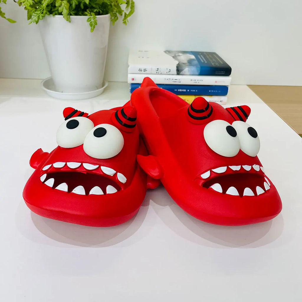 Cute Big Eyed Clown Fish Slippers Women Summer Bathroom Anti-slip