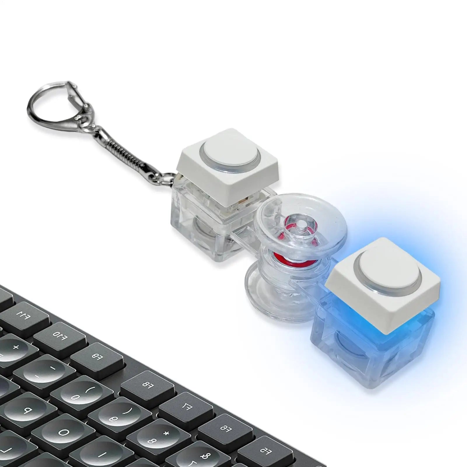 Keyboard Keychain Realistic LED Light Up Keychain Funny Clicky Toys For Kids Adults Schoolbag Cell Phone Backpack Suitcase Zpaxo