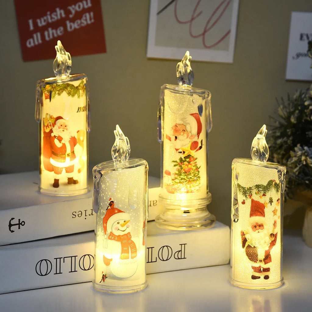 Festive Flameless Pillar Candles Battery Powered LED Christmas Lights