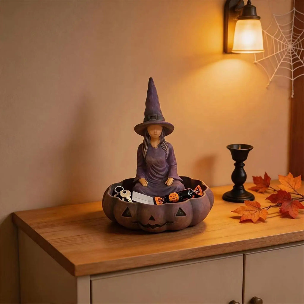 Halloween Candy Bowl Witch Pumpkin Holiday Desktop Decoration Festive