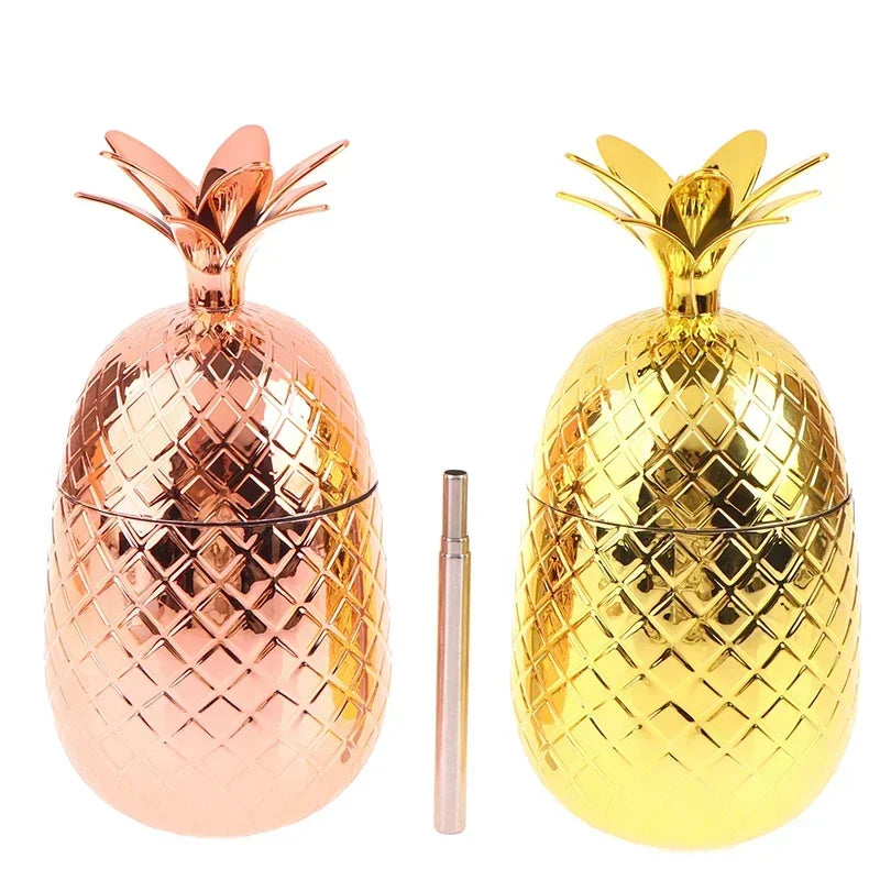 450ml Pineapple Cocktail Cup with Stainless Steel Straw Novelty Cocktail Cup Zpaxo