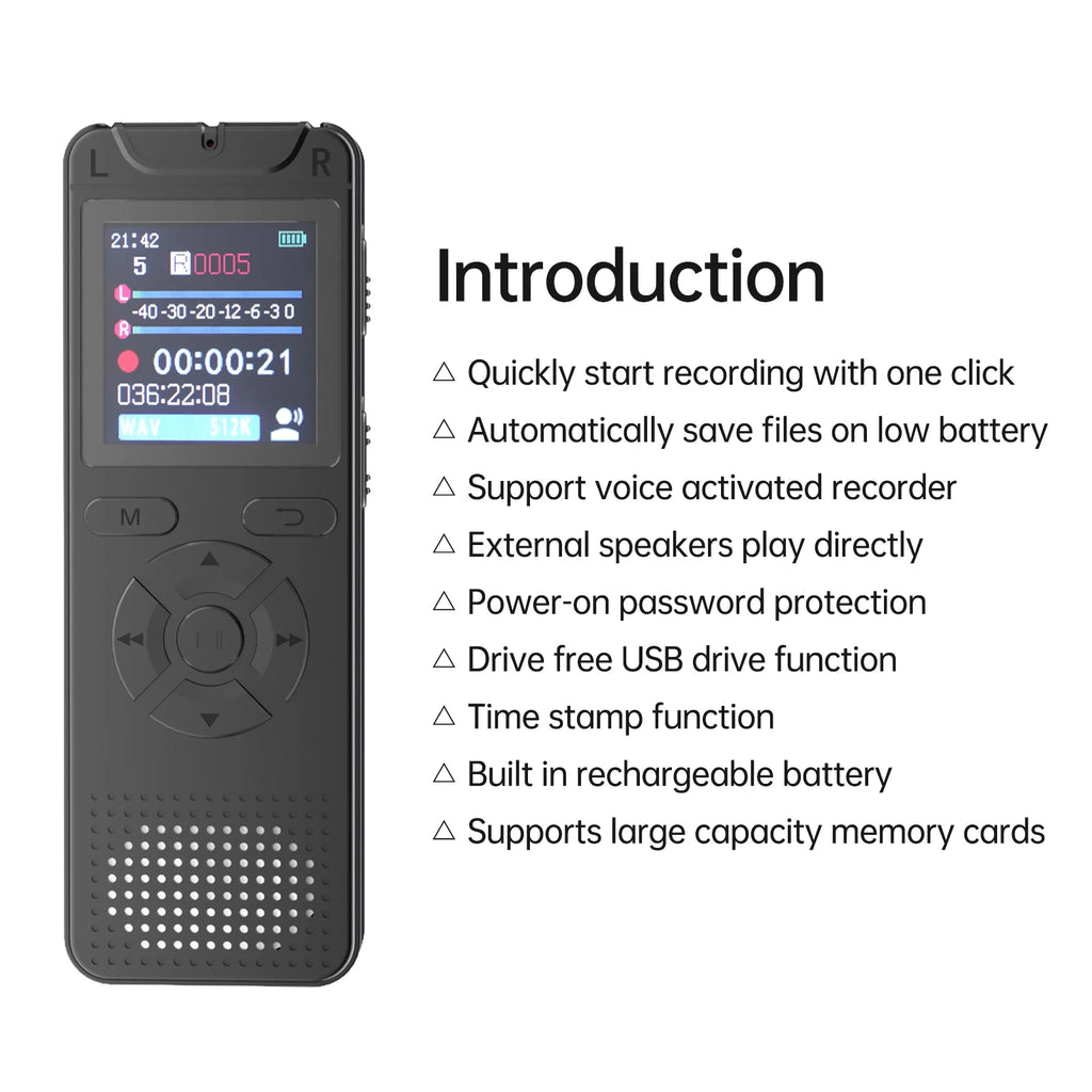 Recorder Journalists Meeting Voice Recorder 1.4inch Screen Clear Sound 50 Hours Recording Time for Professionals Meetings Zpaxo