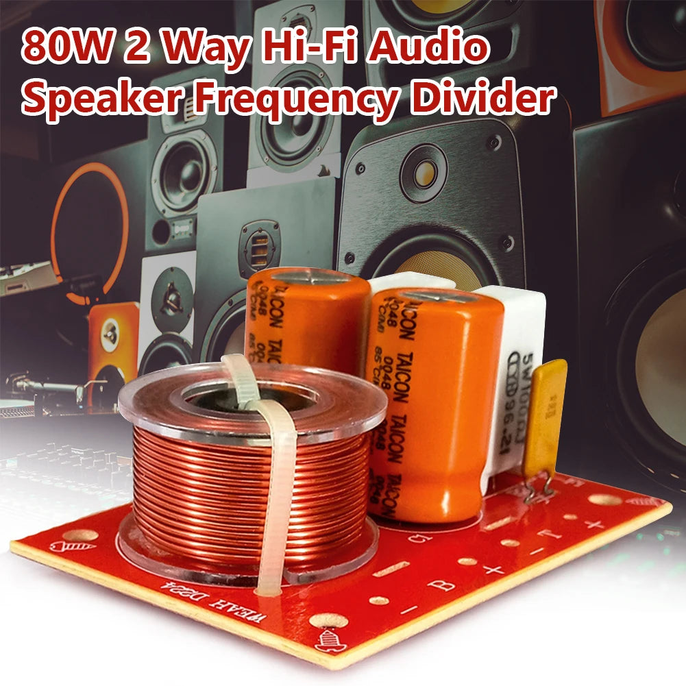 1Pcs 2 Way Hi-Fi Audio Crossover Filter 120W Speaker Frequency Divider Stereo Crossover Filters55 Hz-20k Hz for Speaker Zpaxo