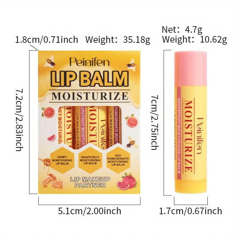 3-Pack Moisturizing Lipstick Hydrating Moisturizing Anti-Dry Crack Moisturizing Lipstick Set Zpaxo