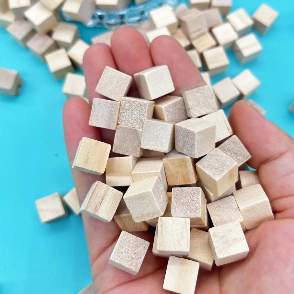 400-Pack 1x1cm Natural Pine Wooden Cubes – Unfinished DIY Blocks Wooden Craft Blocks Zpaxo