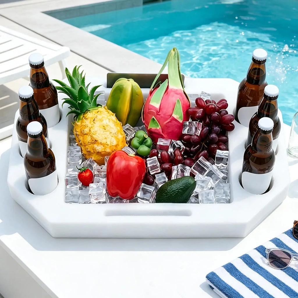 Floating Drink Holder Large Pool Tray Snack Fruit Storage Rack Table