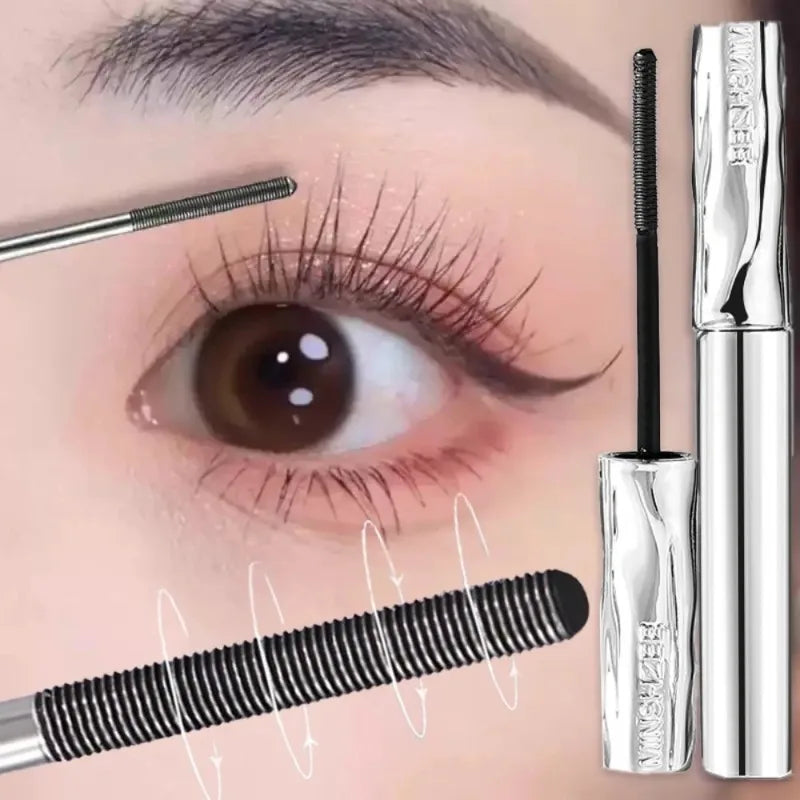 Steel Tube Mascara Silk Fiber Ultra-Fine Spiral Brush Black Waterproof Lasting Curling Fast Dry Eyelash Extensions Eyes Makeup Zpaxo