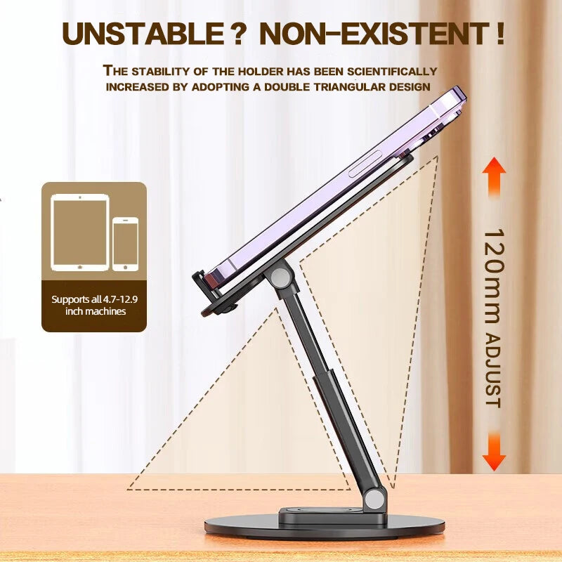 360° Rotation Stand Desktop Mobile Phone Holder Universal Cellphone Holder Foldable Phone Bracket For iPhone 16 15 Xiaomi Huawei Zpaxo