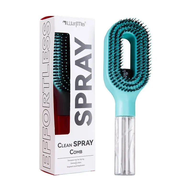 Spray Hair Brush Refillable Liquid Water Paddle Comb Anti Static Soft Zpaxo Light blue