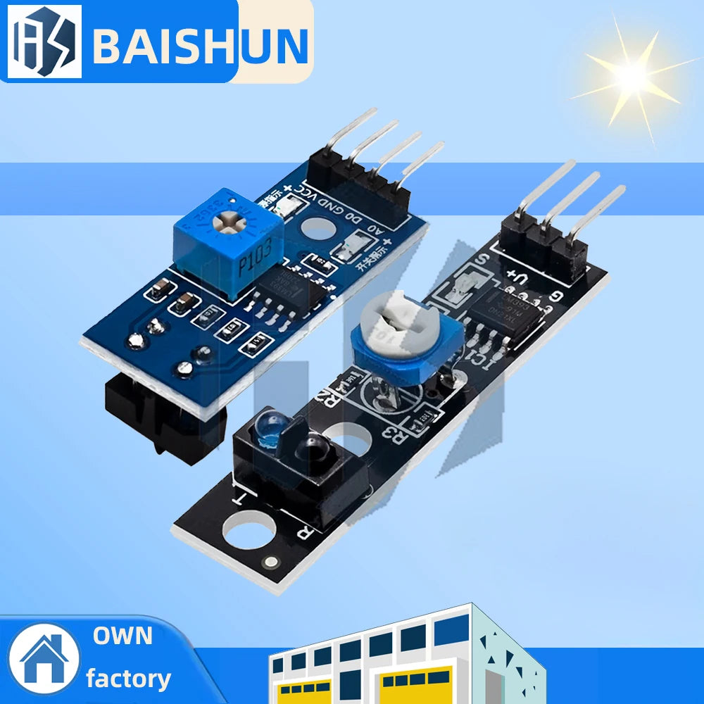 ‌TCRT5000 IR Reflective Sensor Module (3.3V-5V) 1-Channel Obstacle Avoidance & Line Tracking with Adjustable Sensor for arduino Zpaxo