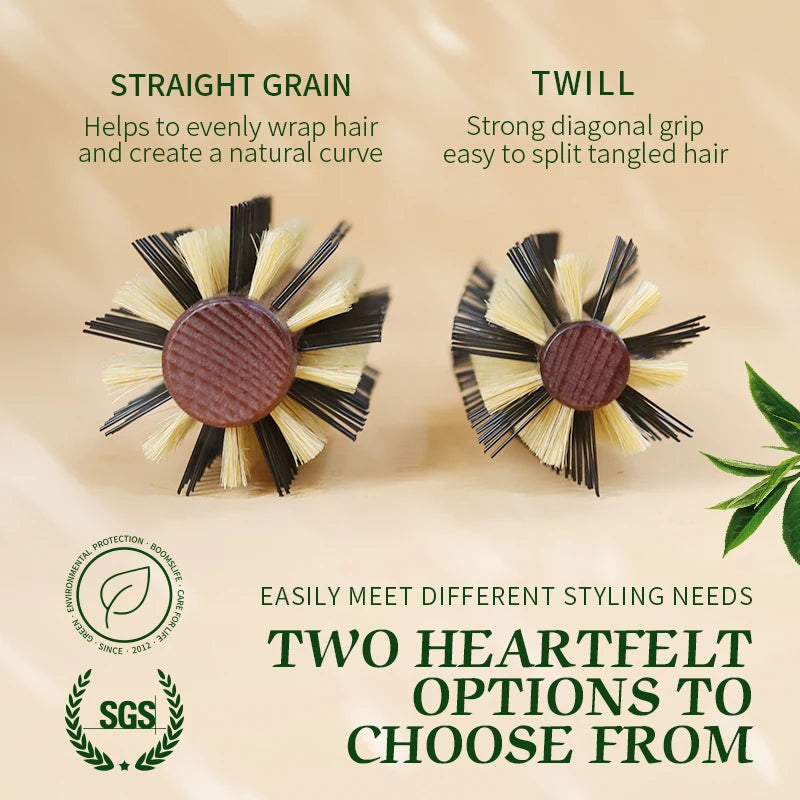 Cork Handle Boar Bristle Hair Brush Personalized Women Curling Barrel Styling Comb Anti-Static Wood Round HairBrush Zpaxo