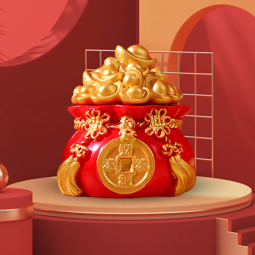 Prosperity Wealth Sculpture Centerpiece Treasure Basin Statue for Office Shelf Desk Tabletop Art Craft Ornament Home Decoration Zpaxo