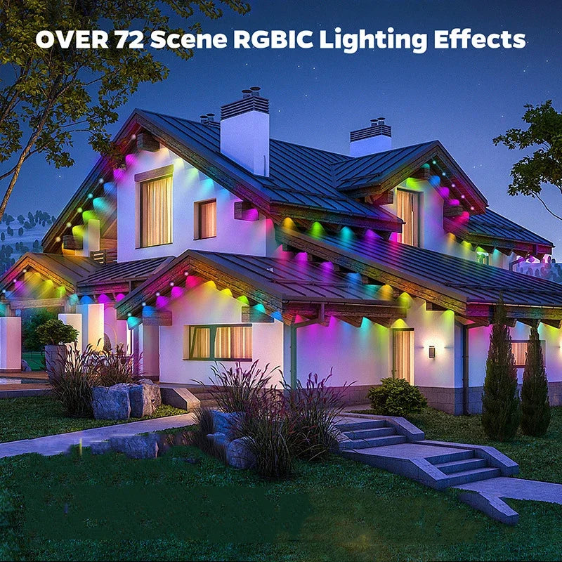 RGB 72 LED Outdoor String Lights Remote Tuya APP Control Waterproof Zpaxo