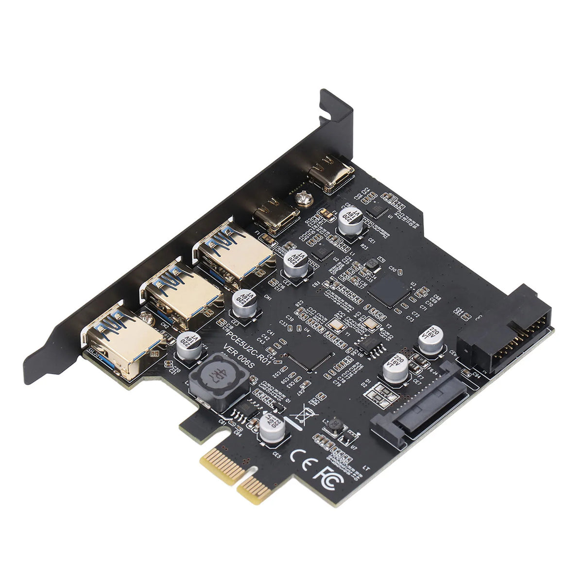 PCIe USB 3 2 Card C Easy Installation Expansion 5 Port Desktop Windows Zpaxo black