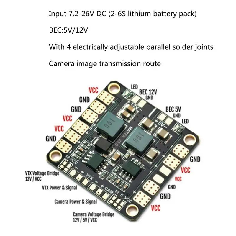 Matek Mini Power Hub PDB Distribution Board BEC 5V 12V FPV Quadcopter Zpaxo