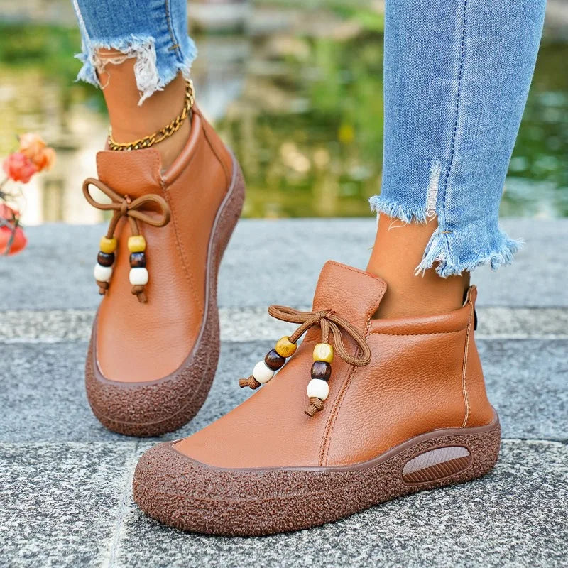2025 New Women Boots Plus Size Comfortable Ankle Boots Retro Brand Fashion Boots Ladies Autumn Winter Soft Leather Shoes Women Zpaxo
