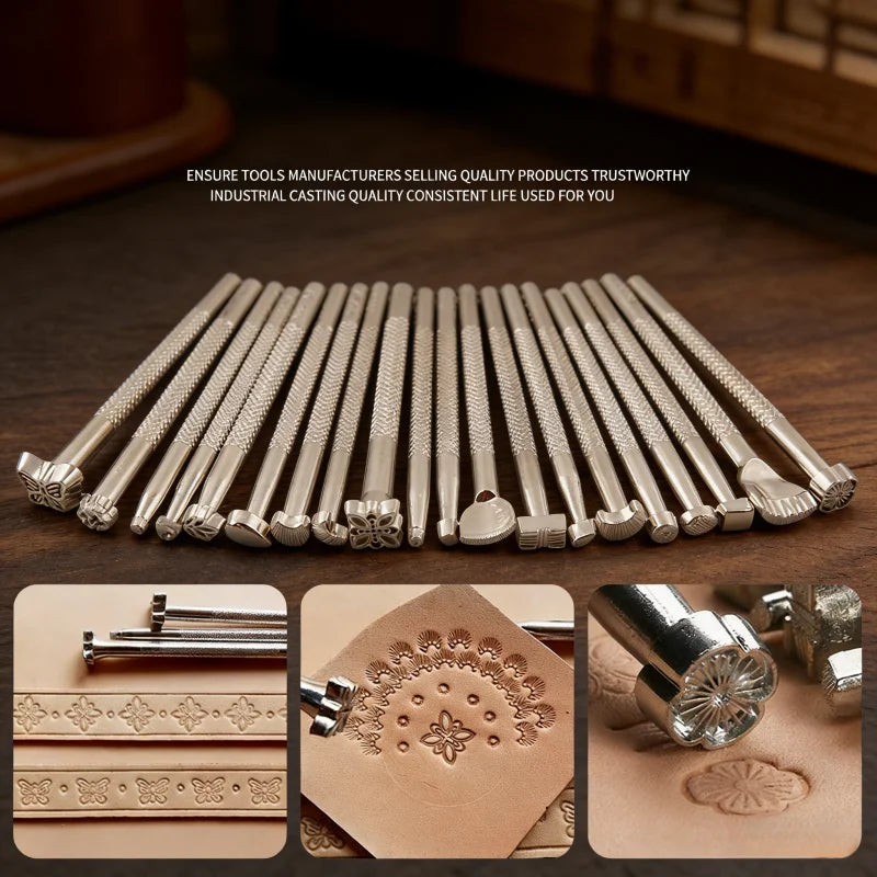 Craftsmanship DIY Leather Tools Leather Carving Printing Tools 20 piece set Printing Punching Leather Leather Bag Carving Knocki Zpaxo