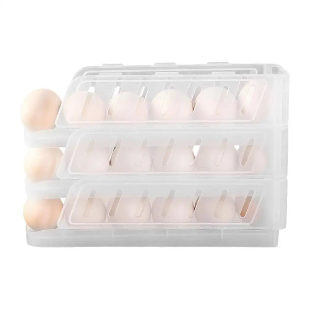 Egg Holder 3-Tier Foldable Automatic Rolling Dispenser Reusable