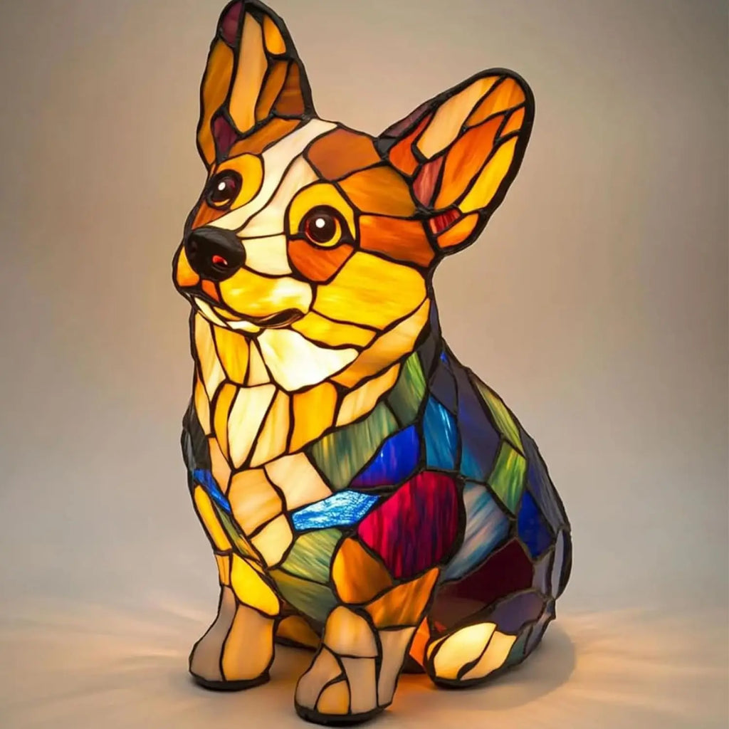 Cute Animal Night Light Table Lamp – Cat & Dog Resin Desk Light