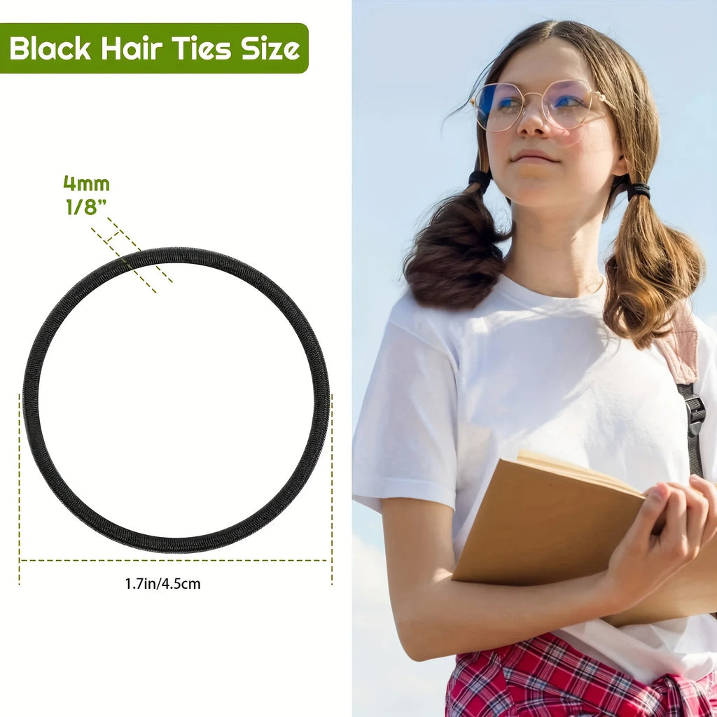 50/100pcs 3MM Black Small Hair Ties Elastic Hair Ties Ring Ponytail Holders for DIY Women Man Thick Curly Headband Accessories Zpaxo