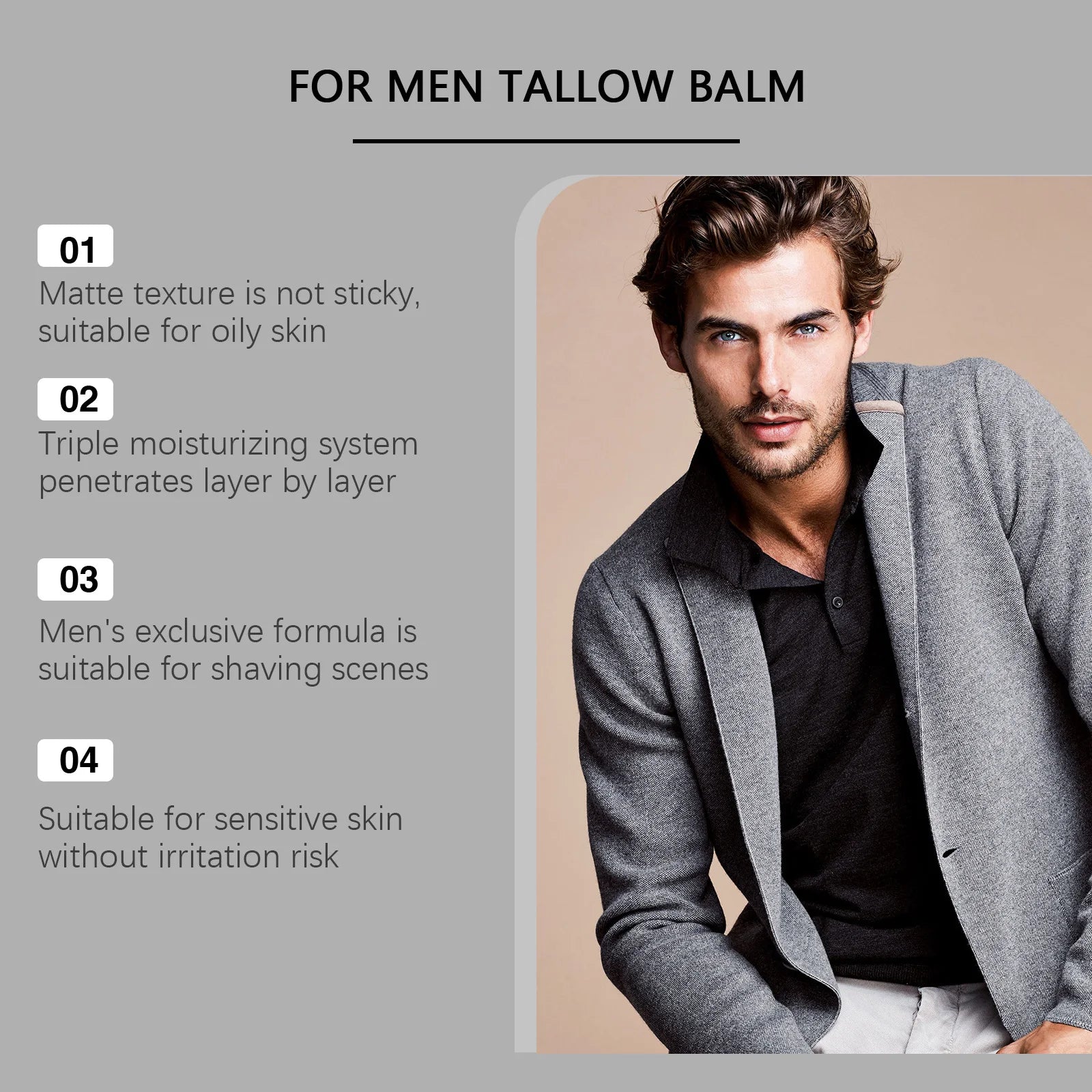 Men's Tallow Balm Anti-Wrinkle Firming Face Cream – 50g Men's Face Cream Zpaxo