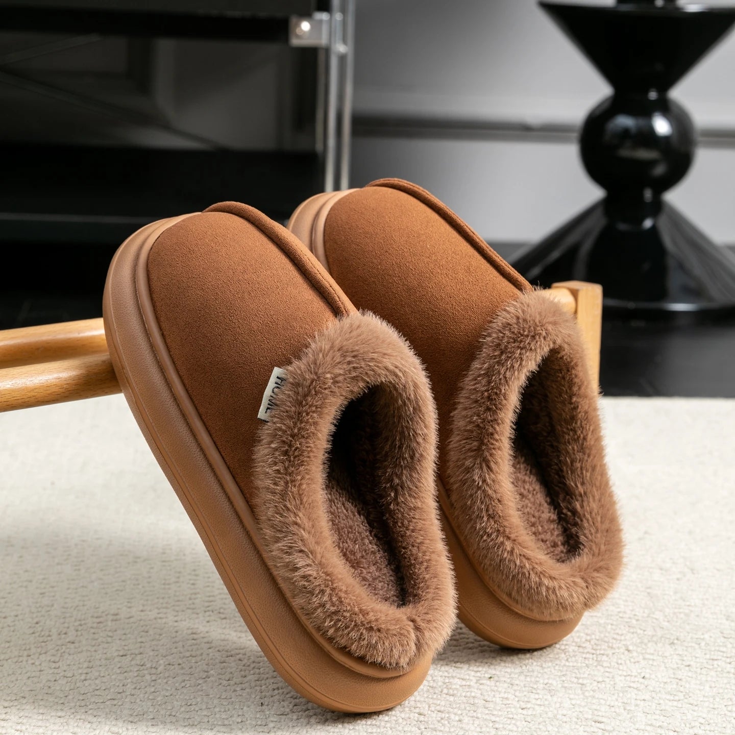 Men's Warm Non-slip Slippers Plush Fleece Lined Fuzzy House Shoes