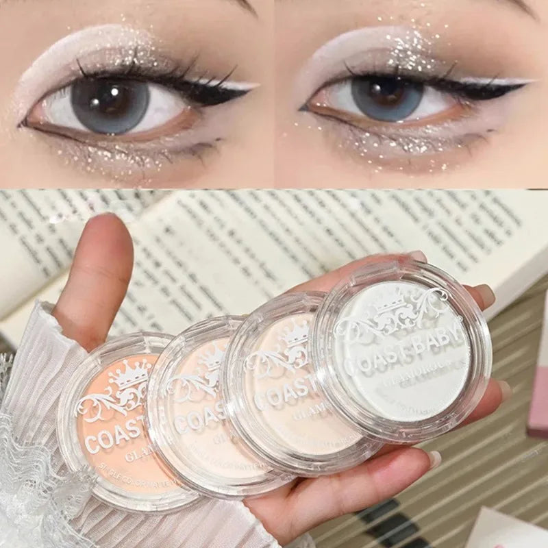 Single Matte Highlighter Palette White Beige Face Nose Brighten