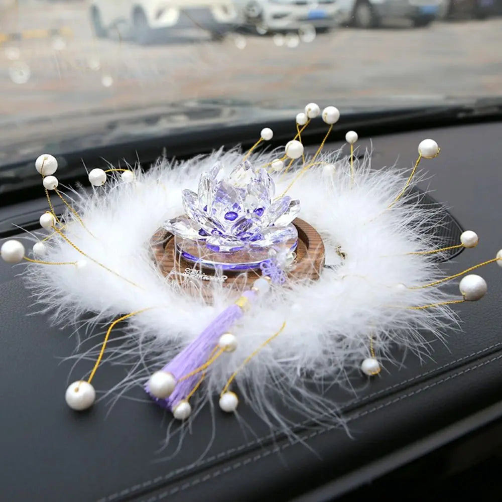 Good Luck Lotus Crystal Car Ornament Realistic Chinese Center Console Zpaxo