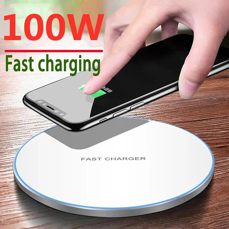 100W Fast Wireless Charger Mobile Phone Chargers Pad Stand For iPhone 15 14 13 12 Pro Max 8 Samsung Xiaomi Charging Dock Station Zpaxo